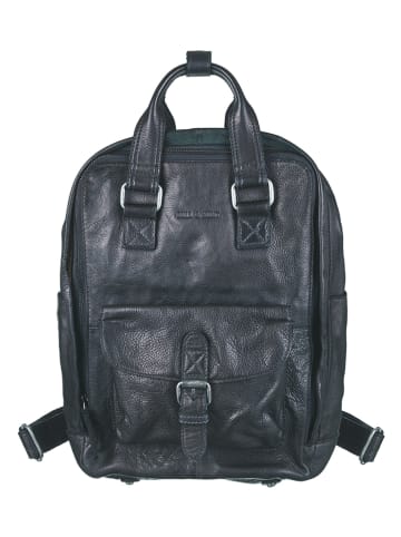 BULL & HUNT Leder-Rucksack "Urban Backpack" in Schwarz - (B)26 x (H)33 x (T)10 cm