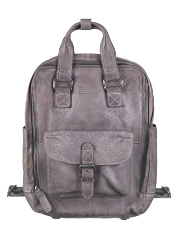 BULL & HUNT Leren rugzak "Urban Backpack" grijs - (B)26 x (H)33 x (D)10 cm