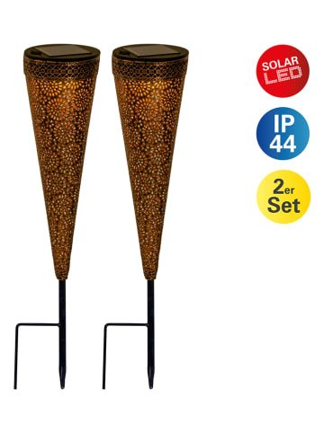 näve 2er-Set: LED-Solar-Gartenstecker "Paula" in Gold - (H)40 x Ø 8,5 cm