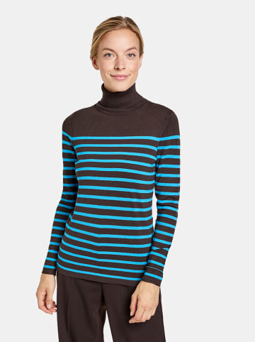 TAIFUN Sweter w kolorze brązowo-niebieskim ze wzorem
