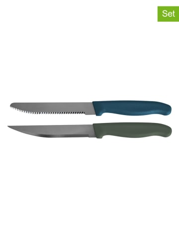 Nirosta 2er-Set: Universalmesser "Elemanta" in Silber/ Blau/ Grün - (L)22,5 cm