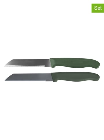 Nirosta 2-delige set: universeelmessen "Elemente" zilverkleurig/groen - (L)19 cm