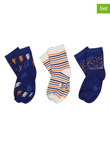 lamino 3-delige set: sokken donkerblauw/wit