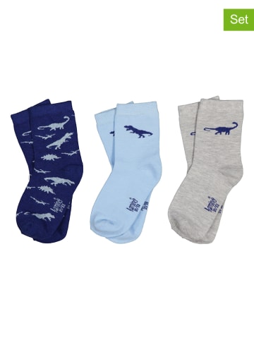 lamino 3-delige set: sokken blauw/grijs