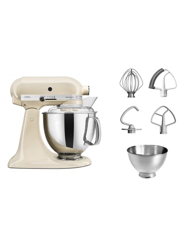 KitchenAid Küchenmaschine "Artisan" mit 2 Rührschüsseln in Creme - 4,8 l