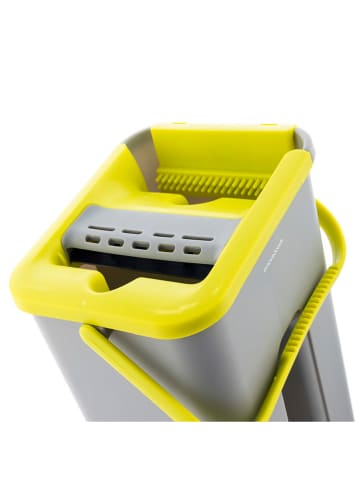 InnovaGoods 2-delige set: dweil met dubbele emmer zilverkleurig/geel