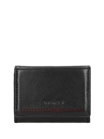 Wojas Skórzany portfel w kolorze czarno-czerwonym - 10 x 7,5 x 2,5 cm