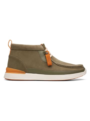 Clarks Leren veterschoenen "RaceLite Wally" kaki/oranje