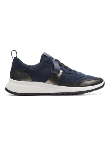 Clarks Leder-Sneakers "DashLite Jazz" in Dunkelblau/ Schwarz