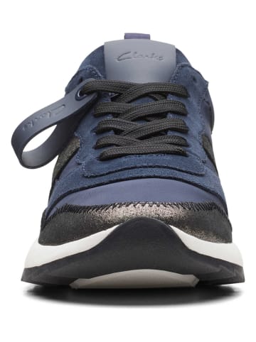 Clarks Skórzane sneakersy "DashLite Jazz" w kolorze czarno-granatowym