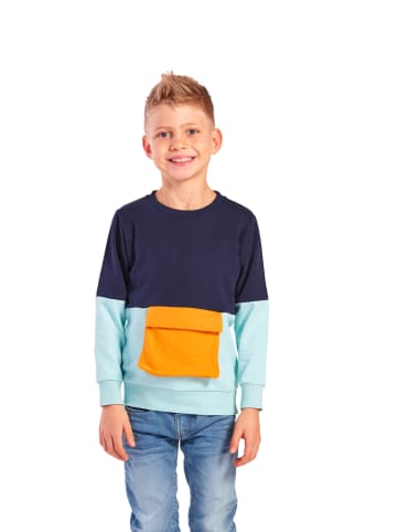erima Sweatshirt "Leon" in Dunkelblau/ Hellblau/ Orange