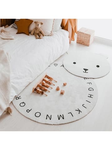 Eulenschnitt Kinderteppich in Weiß - Ø 100 cm