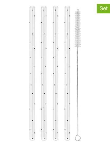 Eulenschnitt 4er-Set: Trinkhalme mit Bürste - (L)20 cm