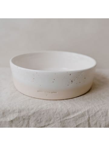 Eulenschnitt Schale in Weiß/ Beige - Ø 27 cm
