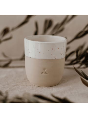 Eulenschnitt Becher in Weiß/ Beige - 320 ml