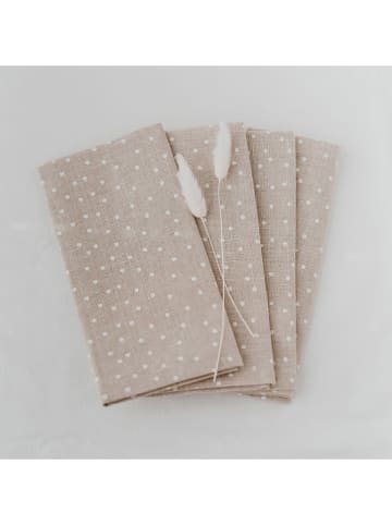 Eulenschnitt 4er-Set: Leinen-Geschirrtücher in Beige - (L)45 x (B)45 cm
