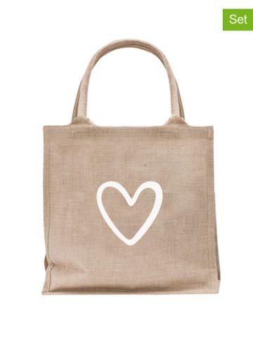 Eulenschnitt 2er-Set: Markttaschen in Natur - (B)23 x (H)23 x (T)10 cm