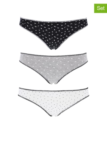 COTONELLA 3-delige set: slips zwart/grijs/wit