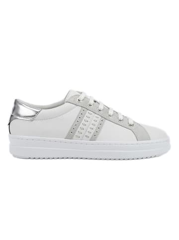 Geox Leder-Sneakers "Pontoise" in Silber/ Weiß