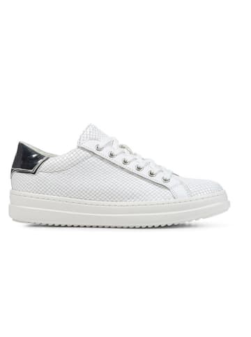 Geox Skórzane sneakersy "Pontoise" w kolorze srebrno-białym