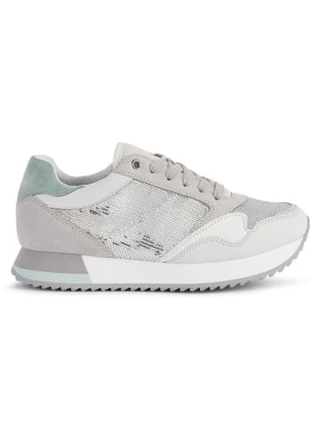Geox Sneakersy "Doralea" w kolorze srebrno-biało-beżowym