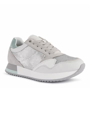 Geox Sneakersy "Doralea" w kolorze srebrno-biało-beżowym