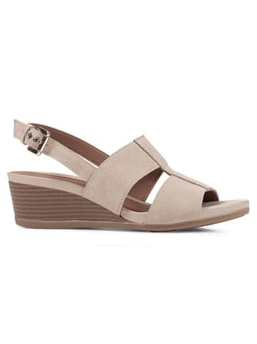 Geox Leder-Keilsandaletten "Dmarykarmen" in Beige