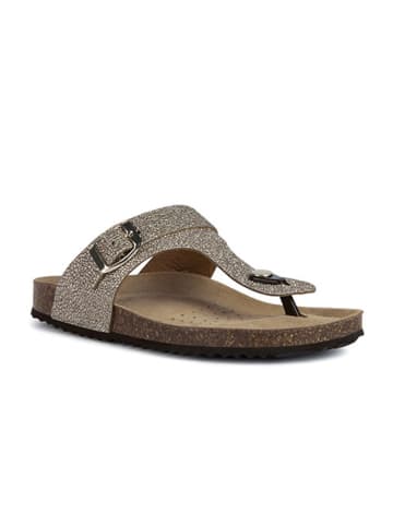 Geox Leren teenslippers "Brionia" goudkleurig