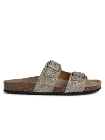 Geox Leren slippers "Brionia" goudkleurig