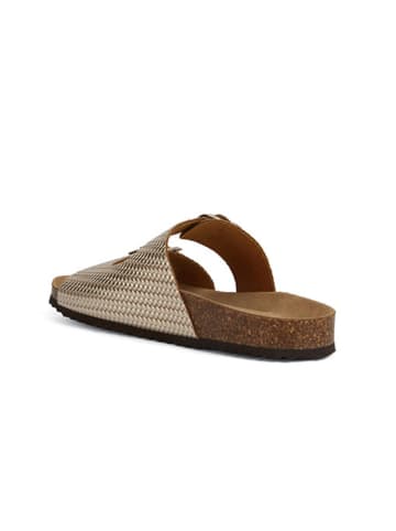 Geox Leren slippers "Brionia" goudkleurig