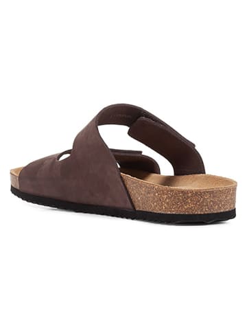 Geox Leren slippers "Ghita" bruin