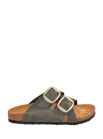 Moosefield Leren slippers olijfgroen