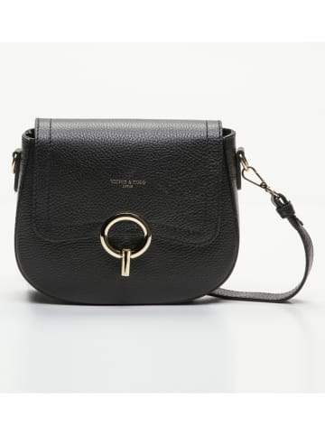 Victor & Hugo Paris Leder-Umhängetasche "Silvia" in Schwarz - (B)27 x (H)18 x (T)7 cm