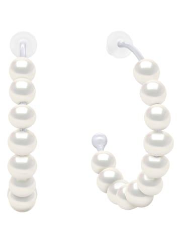 Pearline Zilveren halfcreolen met parels