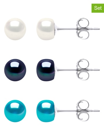 Pearline 3er set: zilveren oorstekers met parels