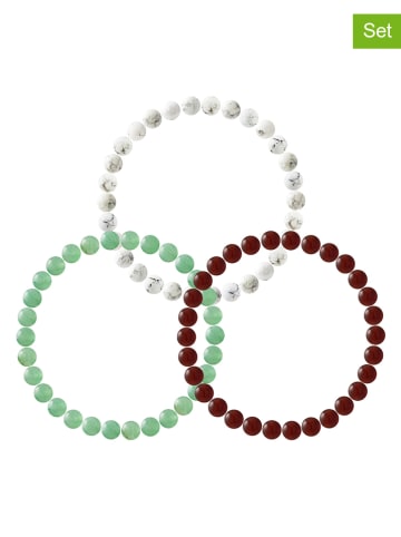 Pearline 3-delige set: armbanden met edelstenen