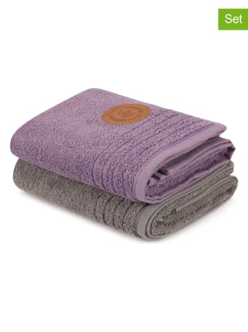 Colorful Cotton Ręczniki (2 szt.) "410" w kolorze szarym i fioletowym do rąk