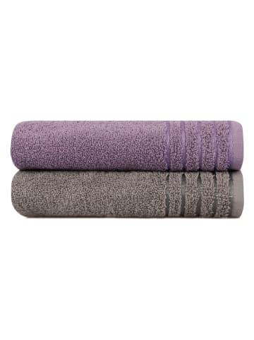 Colorful Cotton Ręczniki (2 szt.) "410" w kolorze szaro-fioletowym do rąk