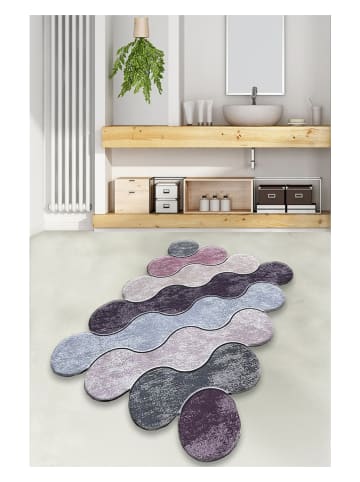 Colorful Cotton Badmat "Circle" paars/grijs