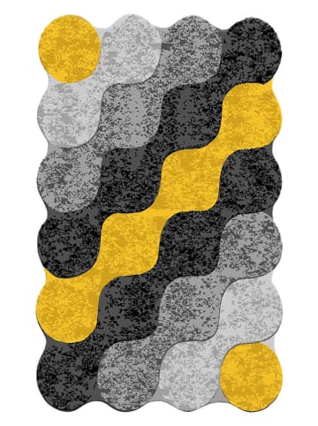 Colourful Cotton Badmat "Circle" antraciet/grijs/geel