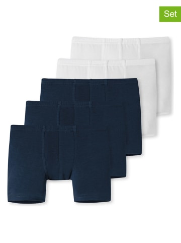 Schiesser 5-delige set: boxershorts donkerblauw/wit