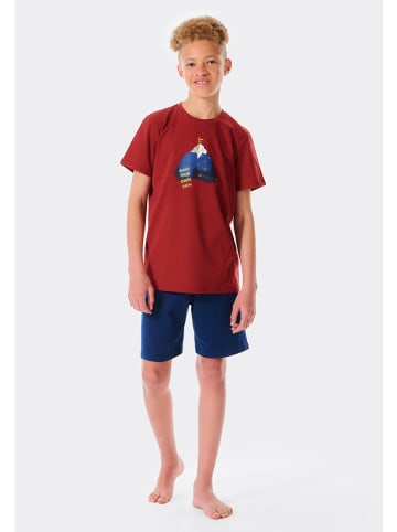 Schiesser Pyjama rood/donkerblauw