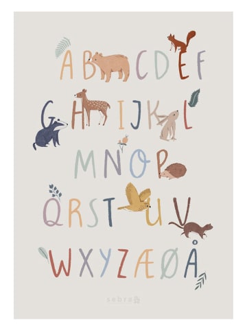 Sebra Druk artystyczny "Dänisches Alphabet" w kolorze beżowym - 50 x 70 cm