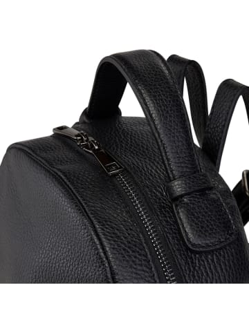 ORE10 Leder-Rucksack "Livia" in Schwarz - (B)28 x (H)33 x (T)14 cm