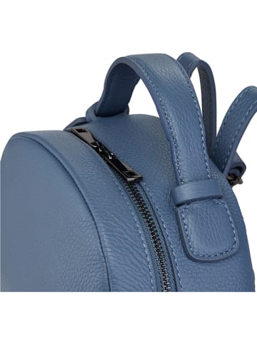 ORE10 Skórzany plecak "Livia" w kolorze niebieskim - 28 x 33 x 14 cm