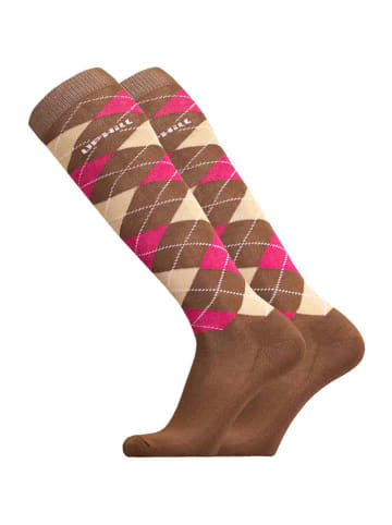 UphillSport Paardrijsokken bruin/beige/roze/meerkleurig