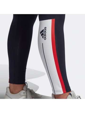 adidas Legginsy sportowe "BLUV Q4" w kolorze granatowo-biało-czerwonym