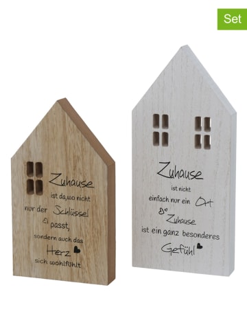 Boltze 2er-Set: Dekoobjekte "Zuhause" in Natur/ Weiß