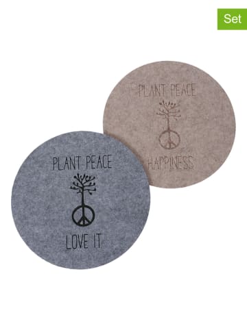 Boltze 2-delige set: placemats "Plantpeace" grijs/beige