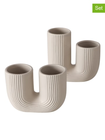 Boltze 2er-Set: Vasen "Filicio" in Beige